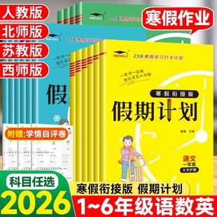 2026春寒假作业23天寒假衔接假期学习打卡计划一二三四五六年级上册语文数学英语人教版北师版苏教教材同步复习假期快乐练习册培优