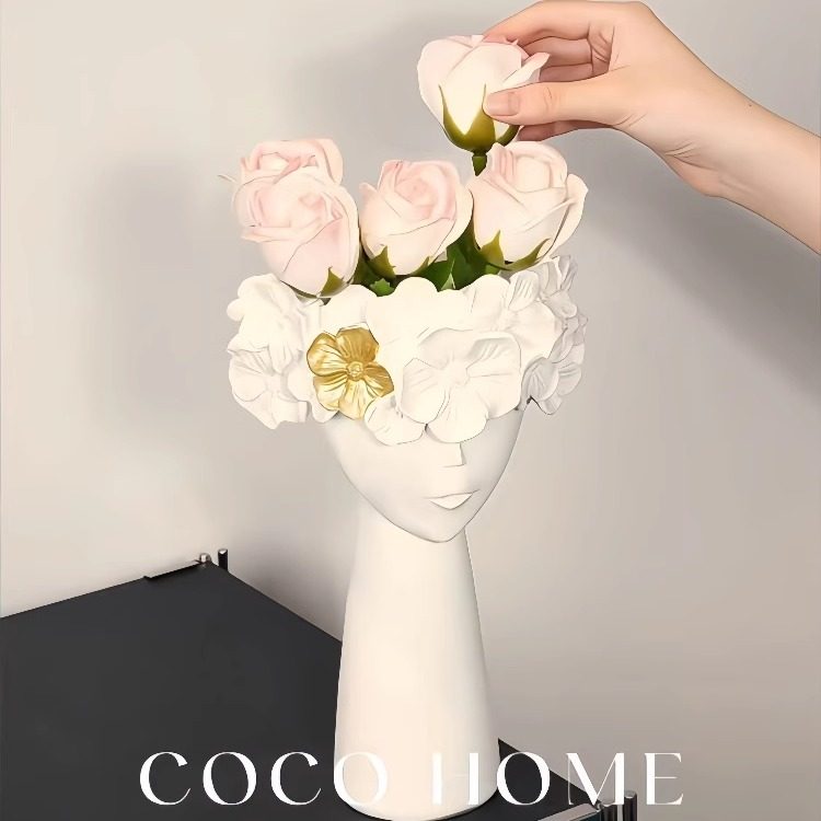 【新家的100个快递】创意简约人脸花瓶客厅电视柜装饰插花摆件