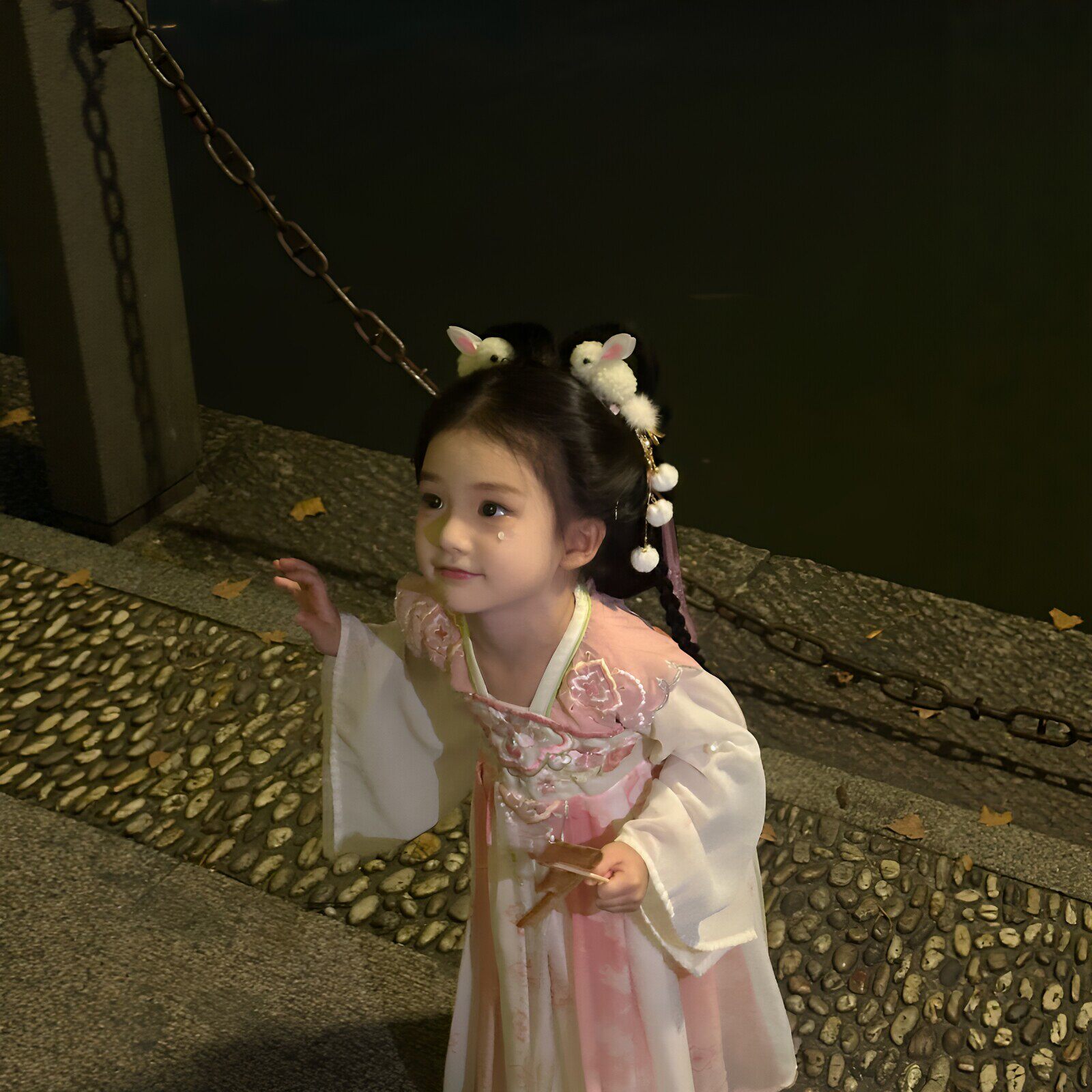 儿童汉服头饰女儿童兔子发夹一对古风装饰出门中秋国庆旅游拍照用