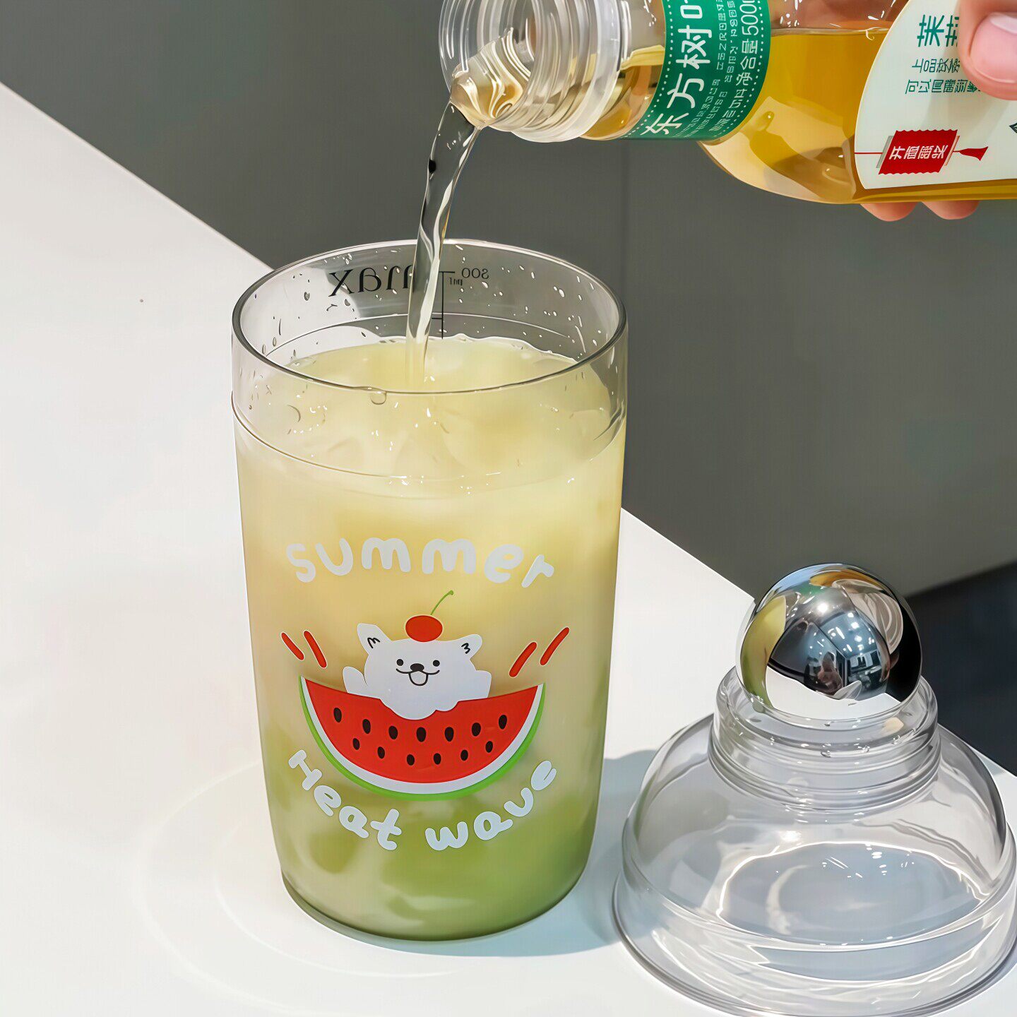 暴打柠檬茶西瓜小狗自制雪克杯