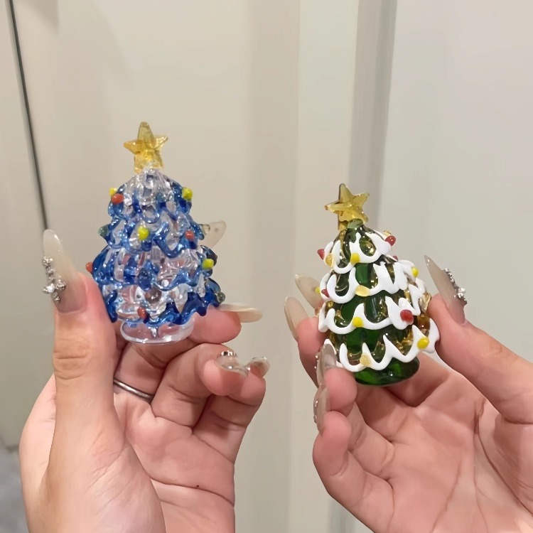 琉璃雪景实心圣诞树生日礼物少女心摆件治愈家居办公造型场景