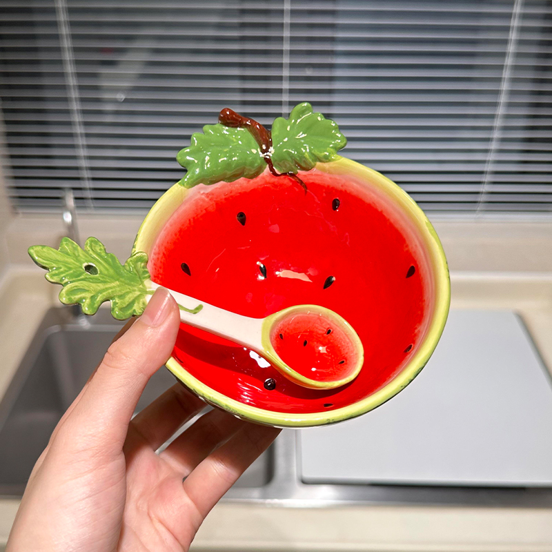 可爱西瓜碗家用客厅陶瓷小餐具