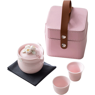 万寒粉捏花一壶两杯旅行茶具套装