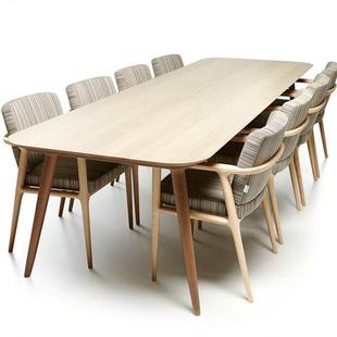 北欧原木办公桌简约现代洽谈桌长方形实木会议桌长桌培训桌工作台