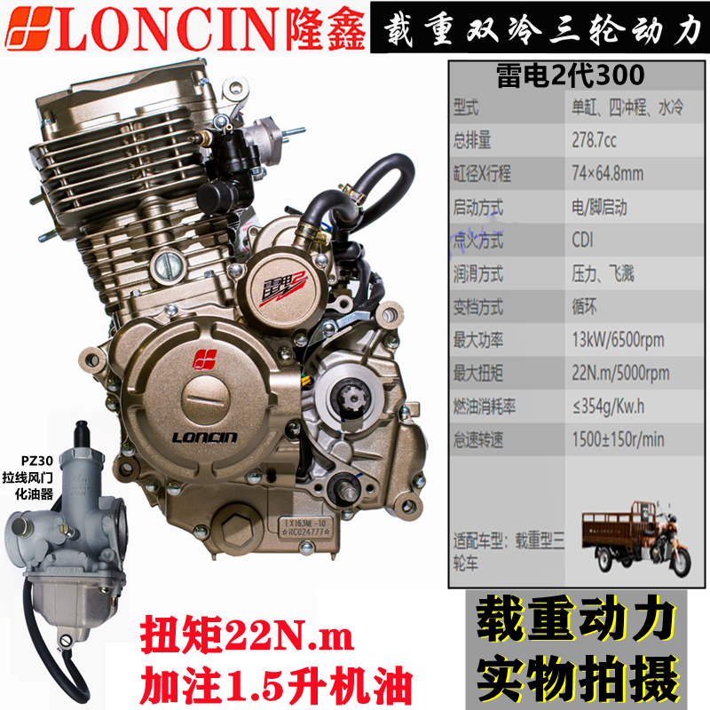 隆鑫宗申水冷150 175 200 250 300cc摩托车三轮车发动机电喷总成
