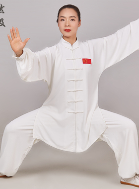 太极服武术练功比赛表演白色春夏高端飘逸团队服日常练习男女通用
