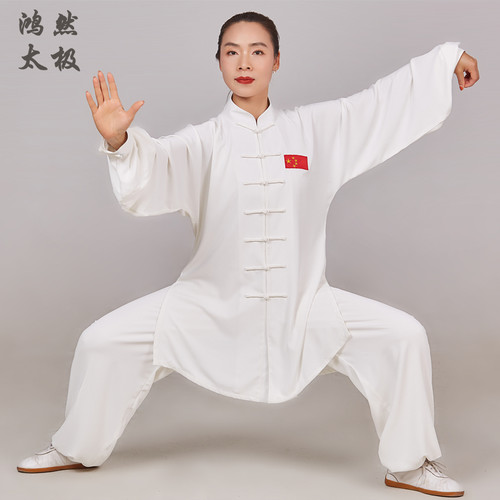 白色春夏团队表演太极服