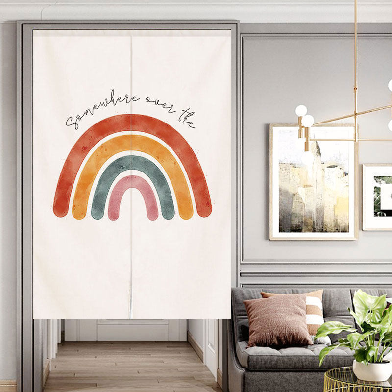 魔术贴免打孔北欧简约门帘儿童房家用卧室隔断帘开放式衣柜遮挡帘