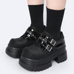 EMYLD暗黑风厚底黑色圆头魔术贴增高松糕女鞋亚文化朋克辣妹鞋女