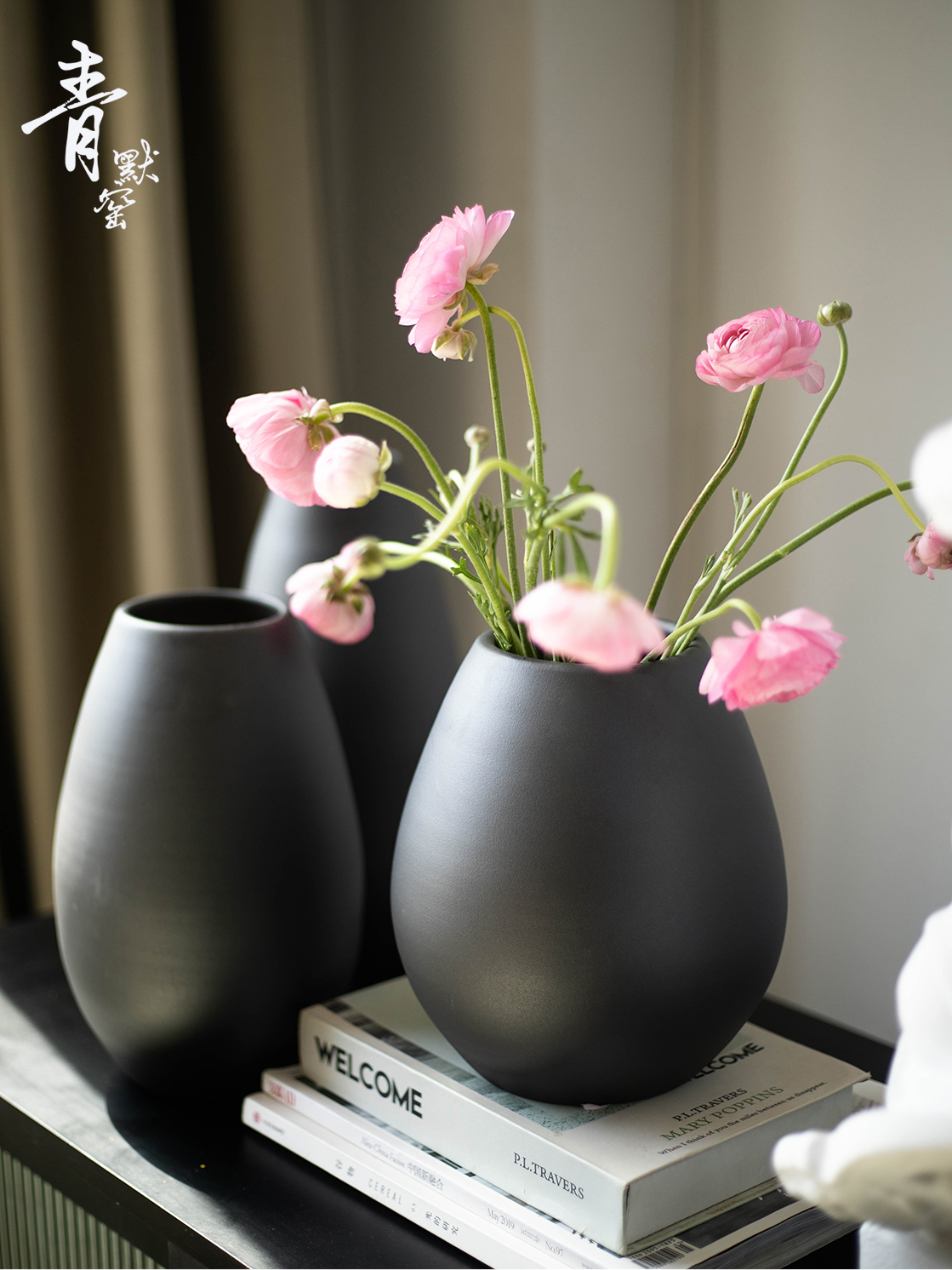 景德镇覆古陶瓷花瓶Wabi-Sabi风格客厅桌面装饰品干花电视柜入口