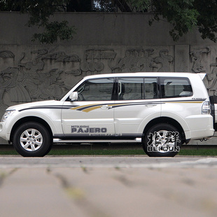 三菱帕杰罗车贴纸车身彩条拉花帕杰罗V97V93V73劲畅改装贴花腰线