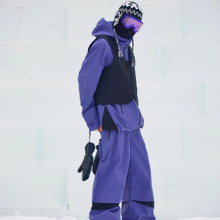 LDAB紫色滑雪服套装女2026新款户外防风防水设计感单双板雪服外套