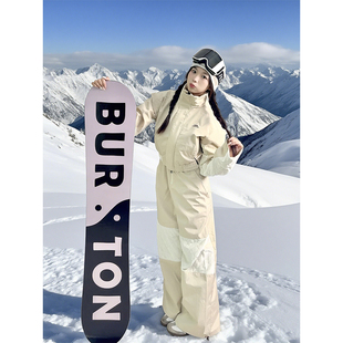 LDAB米白色丝绒滑雪服女2026冬季新款小个子防风防水单板装备外套