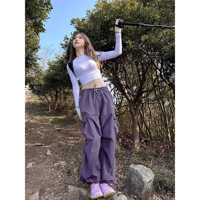 LDAB紫色工装冲锋裤女2025春秋