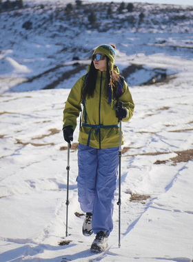 LDAB蓝色登山裤女2025春季新款户外吸湿排汗宽松直筒徒步爬山长裤