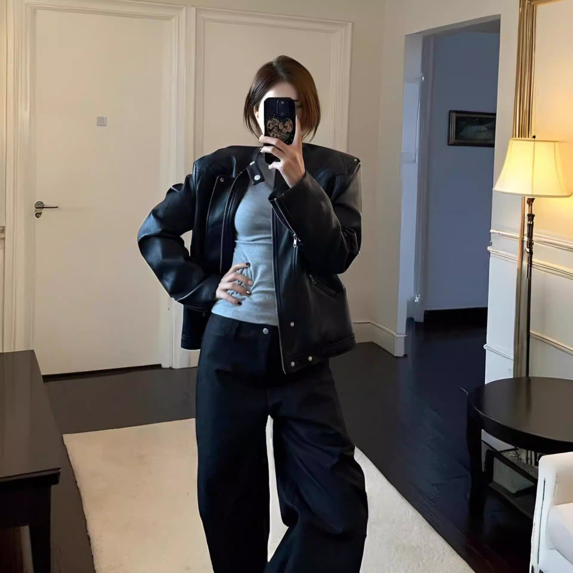 临典黑色皮衣外套女2026春秋新款美式高级感小个子休闲机车服夹克