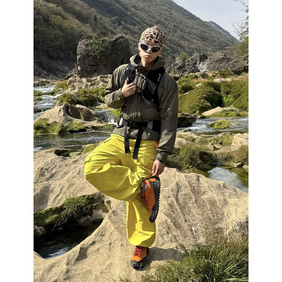 LDAB黄色登山工装冲锋裤男春新款