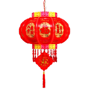 2026新款七彩LED旋转灯笼走马灯过年春节大门口一对阳台灯笼挂饰