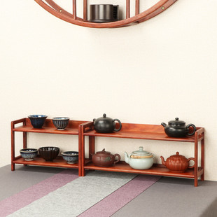 博古架二层茶壶架子桌面小摆件实木中式置物架茶具古玩收纳展示架