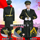 军绿色 长款 冬季 羊毛尼大衣加厚保暖防寒中大学生升旗手仪仗队服装