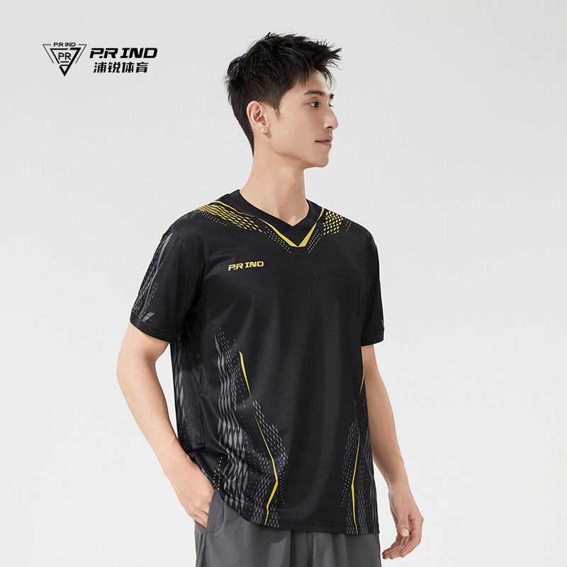 浦锐凌蛇羽毛球服男运动短袖T恤圆领上衣透气速干吸汗训练大赛服