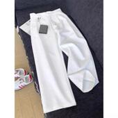 子慵懒松弛感休闲阔腿裤 老钱风肌理垂感条纹西裤 男直筒宽松白色裤