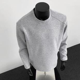 拼接设计感长袖 正肩打底衫 恤 复古硬挺重磅l卫衣男款 美式