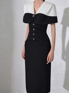 越南设计师新款撞色斗篷两件套斗篷小外套吊带连衣裙22237