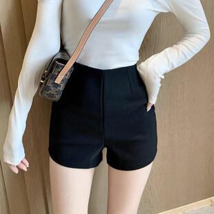 黑色薄 女夏外穿高腰字紧身弹力小个子防走光打底热裤 白色西装 短裤