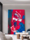 饰画 现代肌理抽象画客厅简约画玄关装 HYX.手绘油画 红蓝乐园