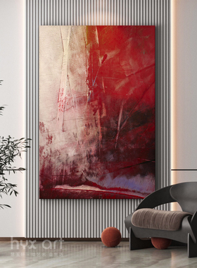HYX.手绘油画《祥运》极简抽象画红色装饰画现代风格玄关卧室挂画