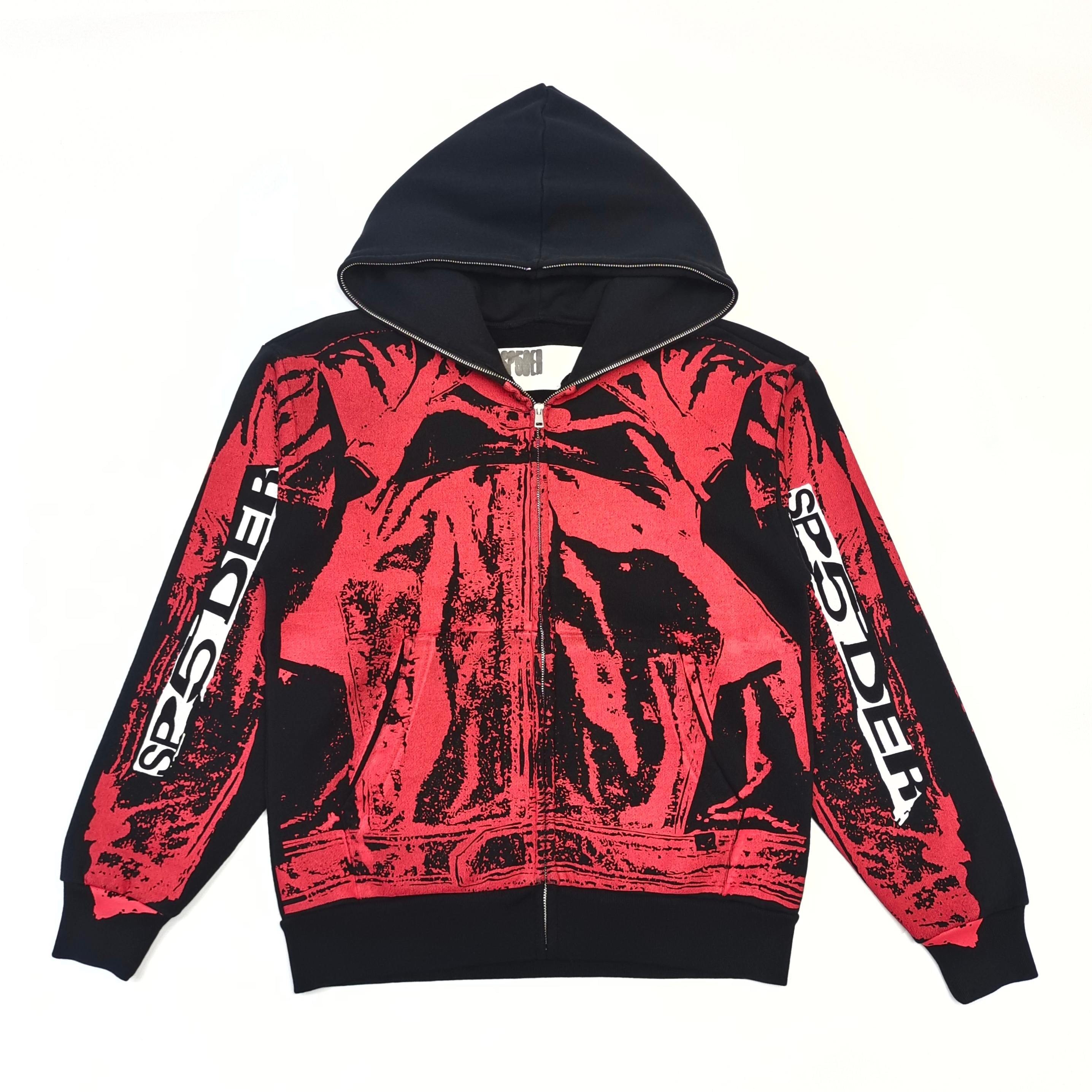 thumbnail for Sp5der Red Print JP5 Zip Sweatshirt Hoodie High Street Pants Slacks Set