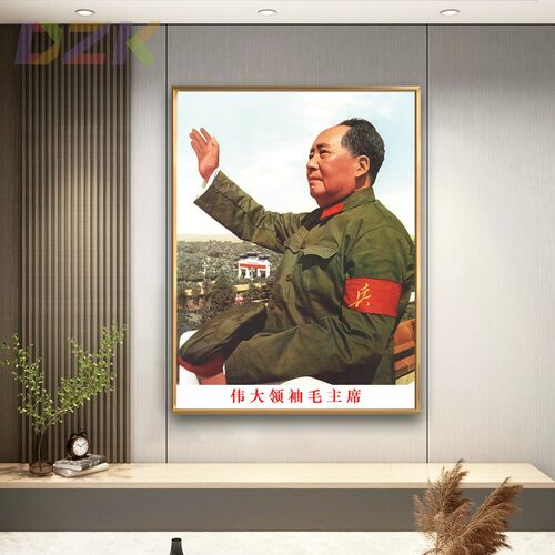 毛主席像画像毛爷爷在城楼检阅大军墙画中堂客厅壁挂玄关装饰挂y6