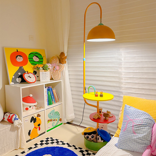 孟菲斯落地灯客厅沙发旁边几置物架一体儿童房书房卧室床头柜台灯