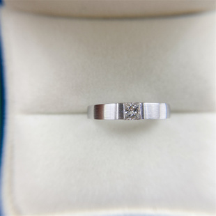 50分公主方钻石戒指男戒戒托空托定制镶嵌加工18K金钻戒改款光圈