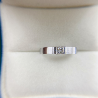 18K金公主方钻石男戒加工定制