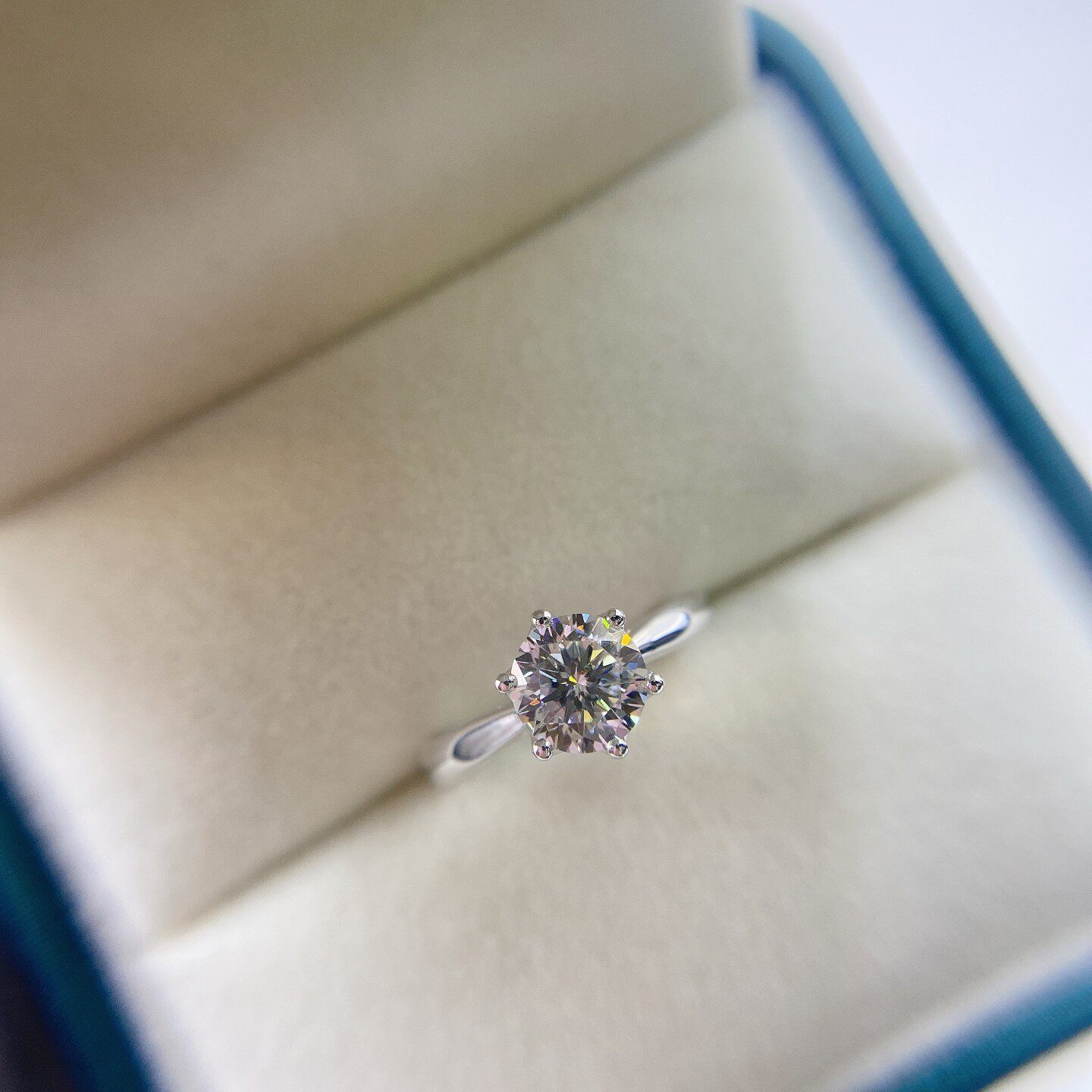 一克拉莫桑18k金经典六爪戒托空托镶嵌定制钻戒改款pt950白金指环