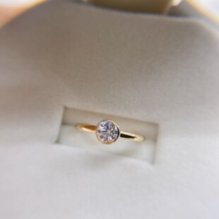 18K黄金气泡戒指50分钻戒改款定制au750戒托空托镶嵌加工结婚戒子