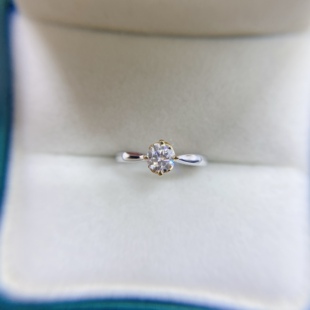 50分双色四爪戒托空托定制au750镶嵌加工钻戒改款莫桑钻戒指定做