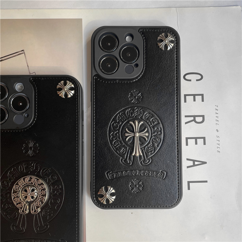 Item Thumbnail for Apple 15 Promax Phone Case Tide Brand Yin Heart Cross is suitable for Apple 14 Promax Phone Case 13Pro Protective Case Genuine Leather iPhone 12/11Pro / XSMAX personality