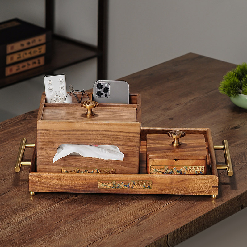 胡桃木轻奢纸巾盒遥控器家用酒店客厅茶几收纳抽纸盒桌面套装实木,家居饰品,装饰纸巾盒,淘宝优惠券,粉丝福利购,淘宝优惠卷