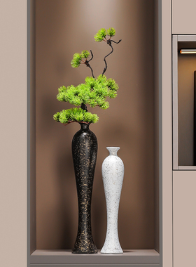 入户玄关进门插花花瓶摆件电视柜酒柜装饰品迎客松创意细长客厅高