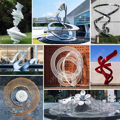 大型不锈钢雕塑定制金属现代广场抽象飘带莫比乌斯环圆环酒店景观