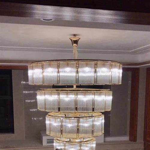 非标工程酒店大堂吸顶灯新中式婚宴厅大吊灯定制旋转楼梯水晶灯