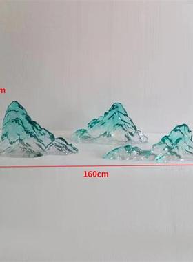现代简约透明树脂假山雕塑酒店大堂售楼处别墅玄关装饰工艺品摆件