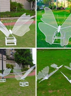 户外铁艺不锈钢镂空发光蝴蝶雕塑园林广场售楼部草坪景观装饰摆件