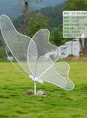不锈钢镂空蝴蝶雕塑户外公园林草坪铁艺发光仿真镜面景观摆件装饰
