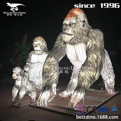 大型灯会彩灯工厂史前动物大猩猩一家LED灯亮化工程夜游彩灯花灯