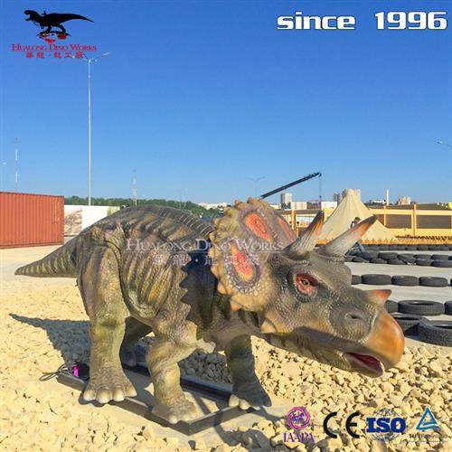 户外美陈仿真机械电动模型三角龙高密度硅胶海绵大型室外恐龙