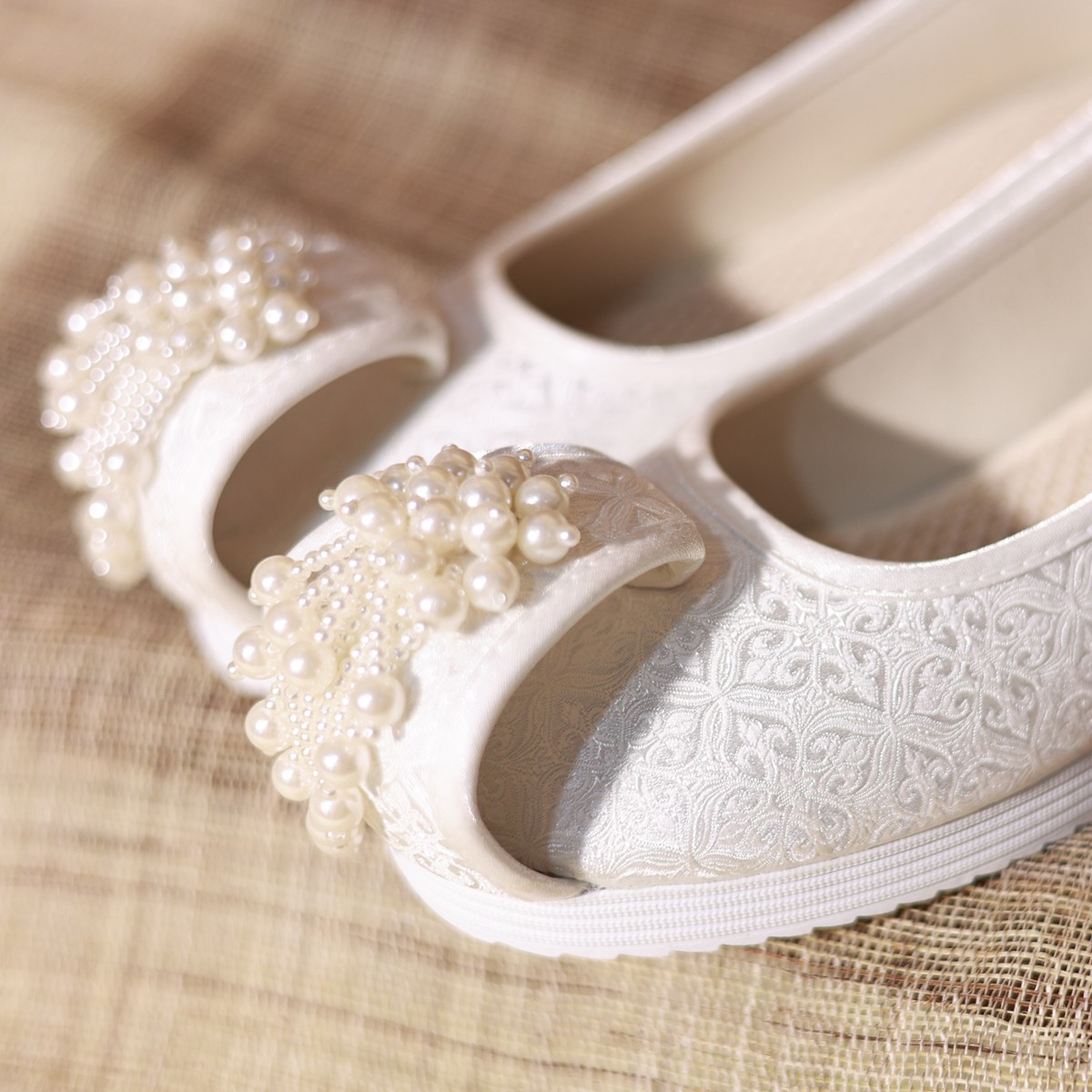 拾澜记原创【瑶波 】平底汉服女鞋古风珍珠布鞋配古装百搭汉服鞋